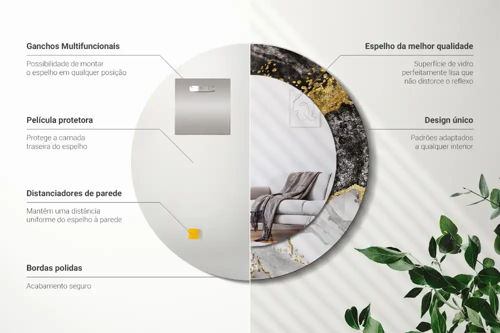 Okrúhle dekoračné zrkadlo na stenu Mramorový loft