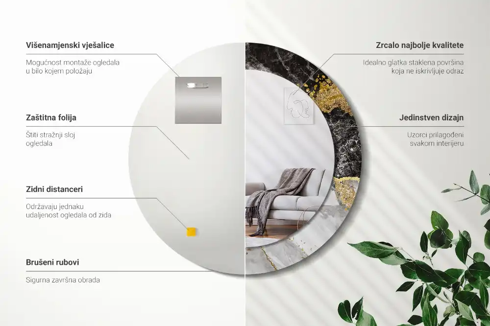Okrúhle dekoračné zrkadlo na stenu Mramorový loft