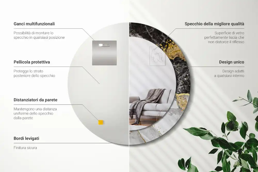 Okrúhle dekoračné zrkadlo na stenu Mramorový loft