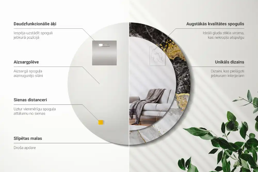 Okrúhle dekoračné zrkadlo na stenu Mramorový loft