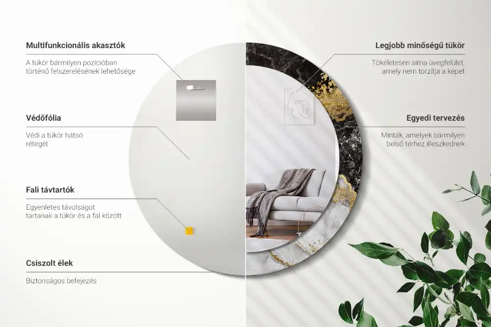 Okrúhle dekoračné zrkadlo na stenu Mramorový loft