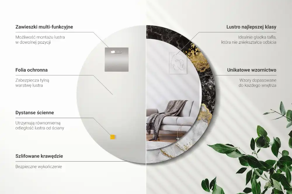 Okrúhle dekoračné zrkadlo na stenu Mramorový loft