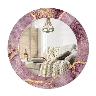 Okrúhle zrkadlo rám s potlačou Imitácia mramoru