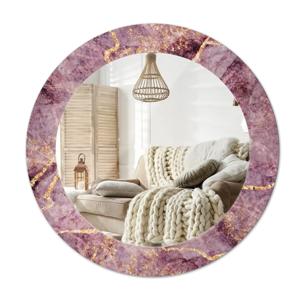 Okrúhle zrkadlo rám s potlačou Imitácia mramoru