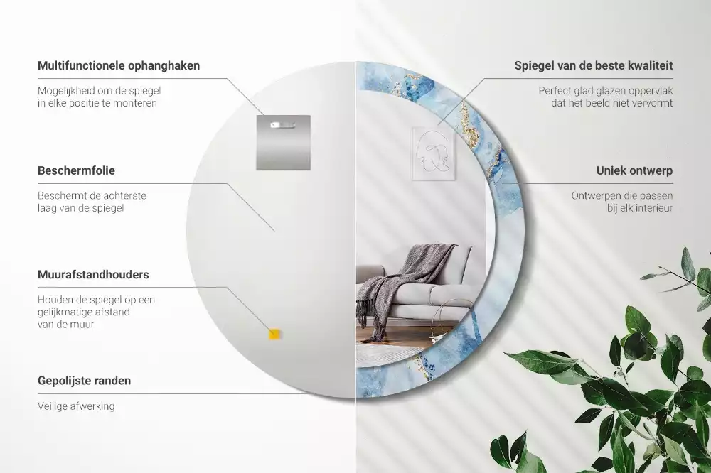 Okrúhle dekoračné zrkadlo na stenu Modrý mramor