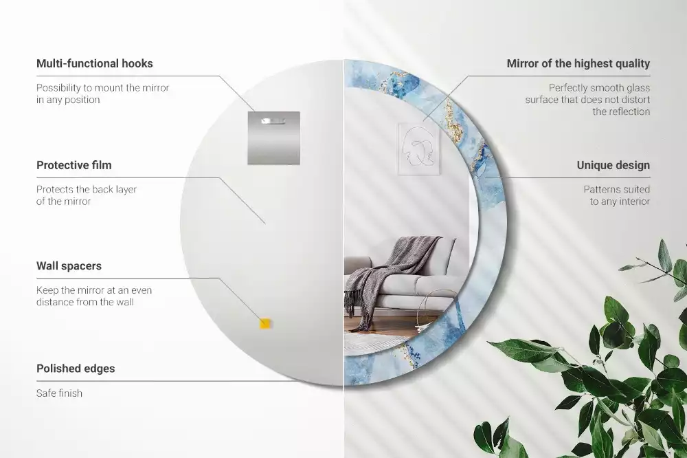 Okrúhle dekoračné zrkadlo na stenu Modrý mramor