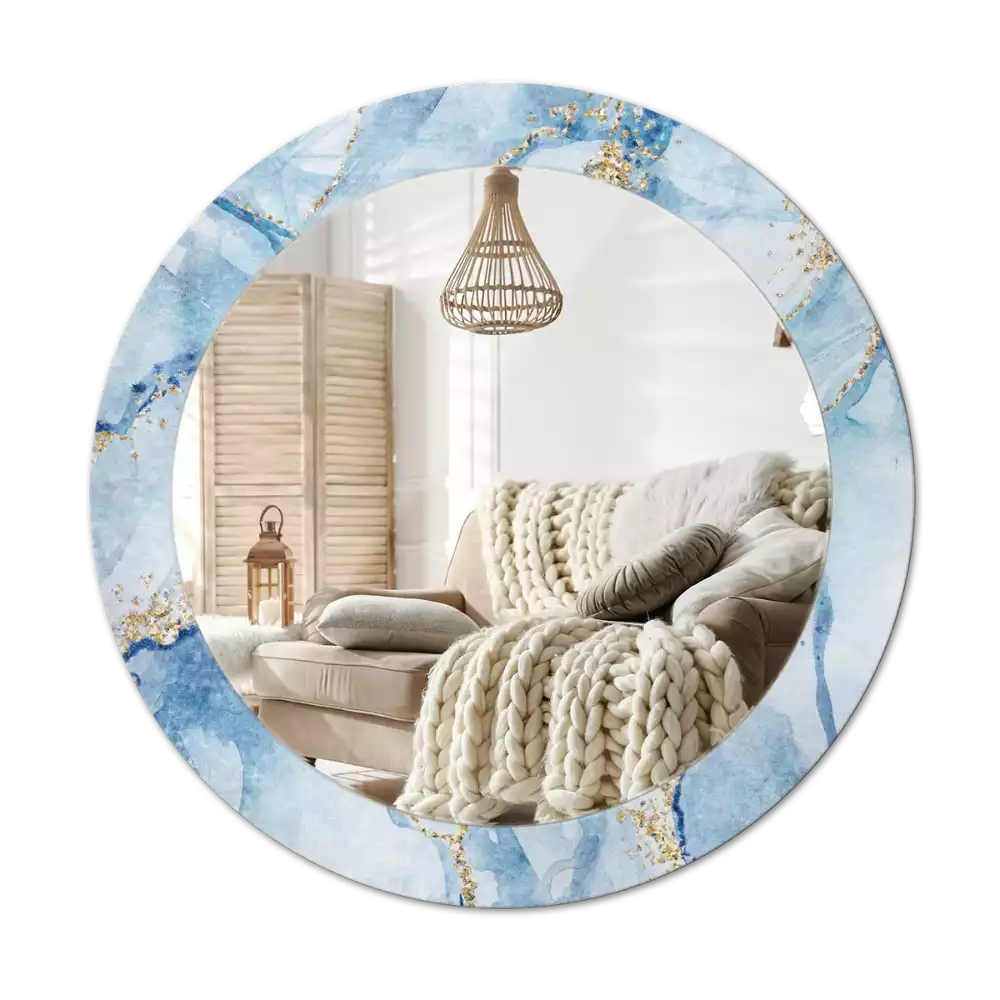 Okrúhle dekoračné zrkadlo na stenu Modrý mramor