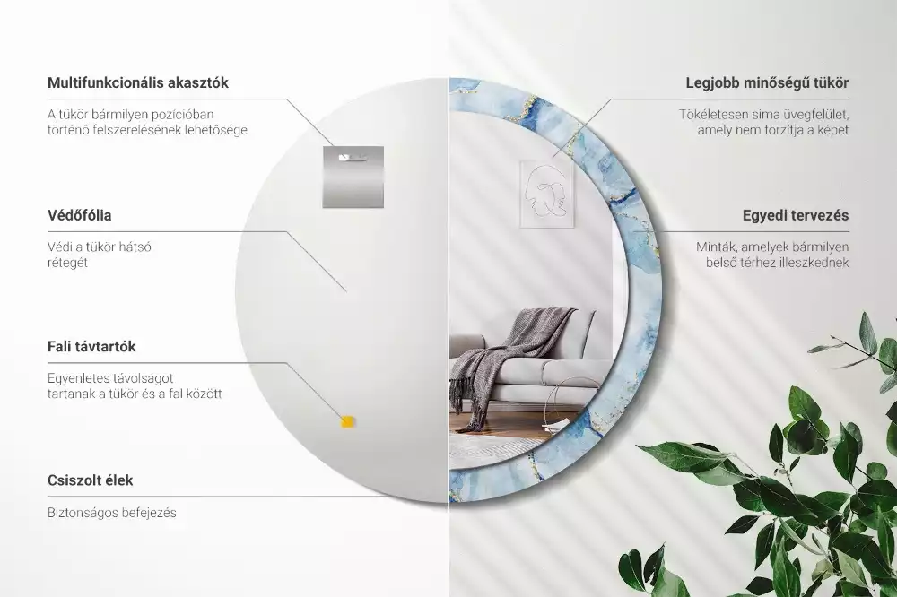 Okrúhle dekoračné zrkadlo na stenu Modrý mramor