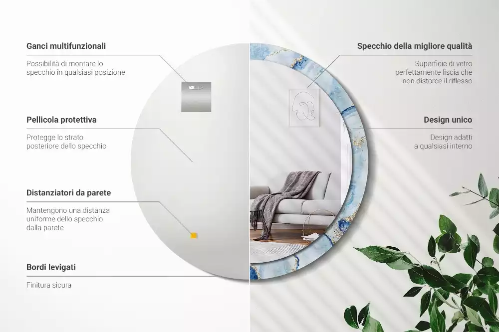 Okrúhle dekoračné zrkadlo na stenu Modrý mramor