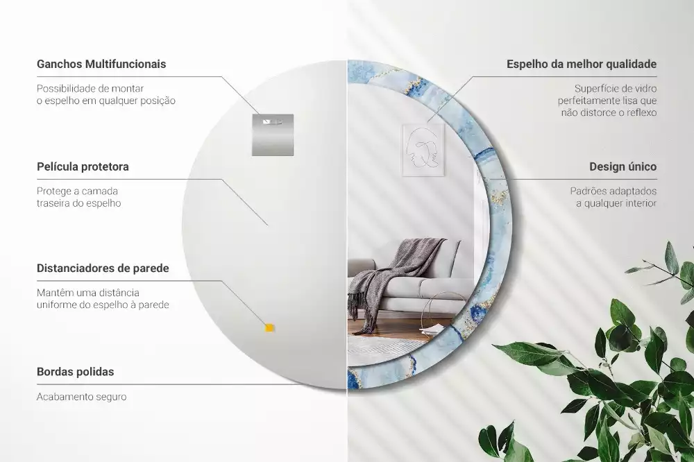 Okrúhle dekoračné zrkadlo na stenu Modrý mramor