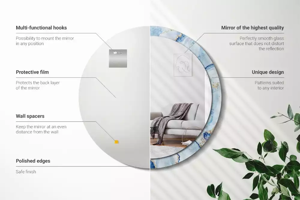 Okrúhle dekoračné zrkadlo na stenu Modrý mramor