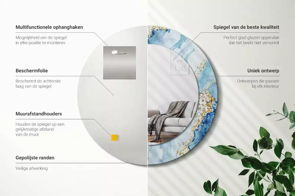 Okrúhle dekoračné zrkadlo na stenu Modrý mramor