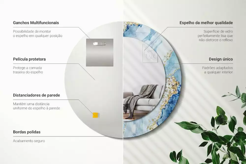 Okrúhle dekoračné zrkadlo na stenu Modrý mramor