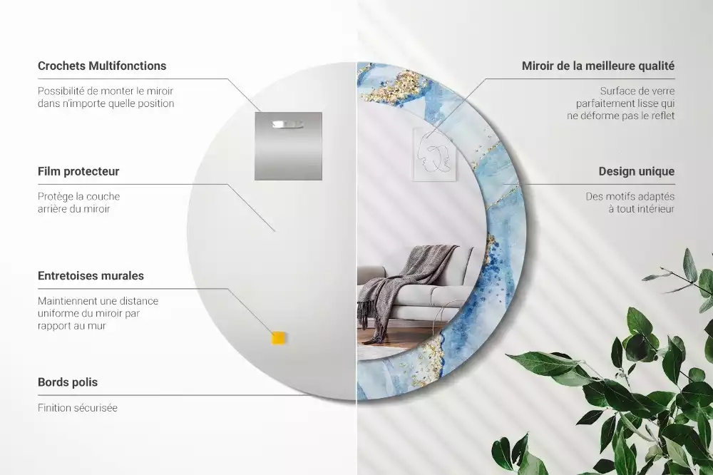 Okrúhle dekoračné zrkadlo na stenu Modrý mramor