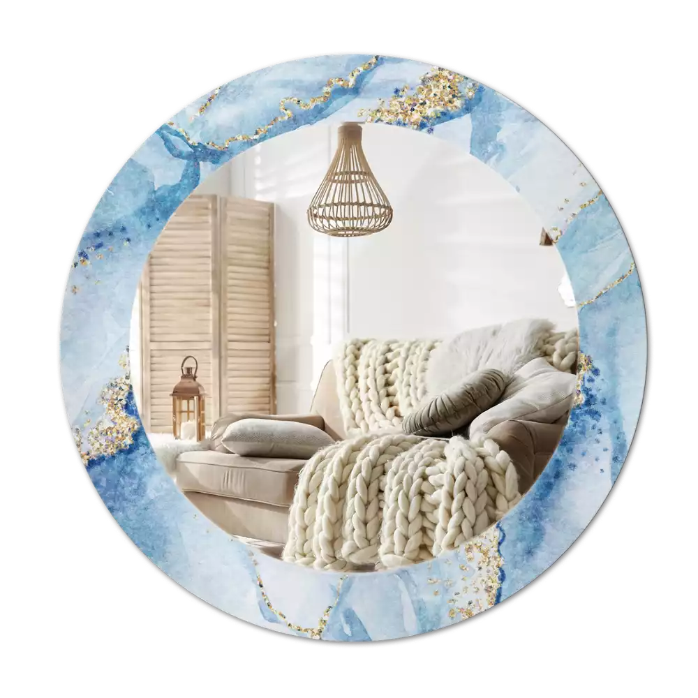 Okrúhle dekoračné zrkadlo na stenu Modrý mramor