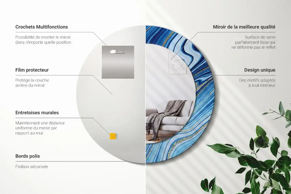 Okrúhle zrkadlo rám s potlačou Mramorová rieka