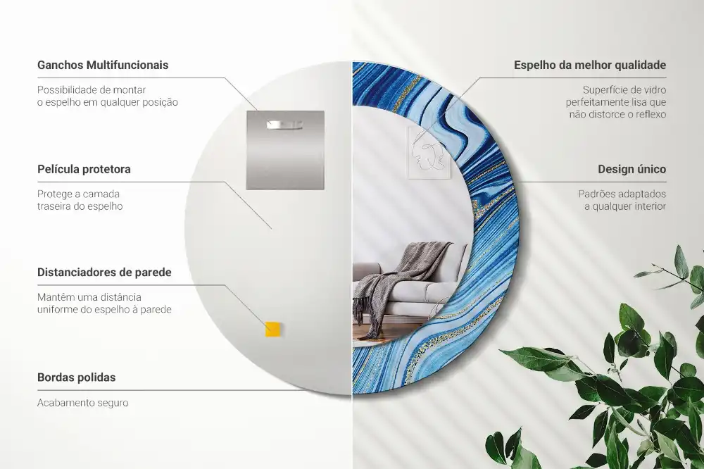 Okrúhle zrkadlo rám s potlačou Mramorová rieka