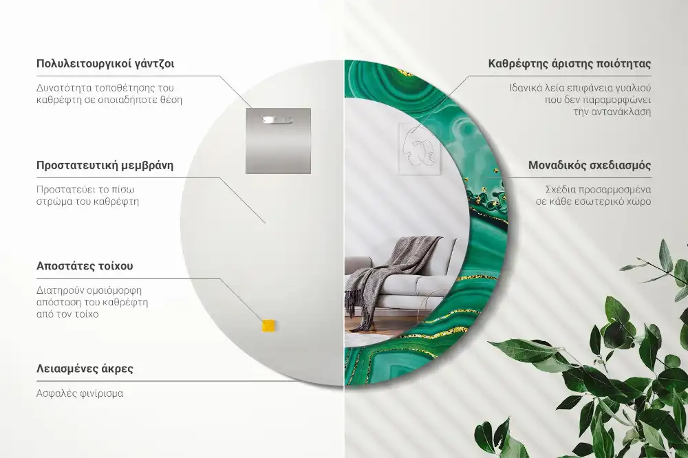 Okrúhle dekoračné zrkadlo na stenu Agátový mramor