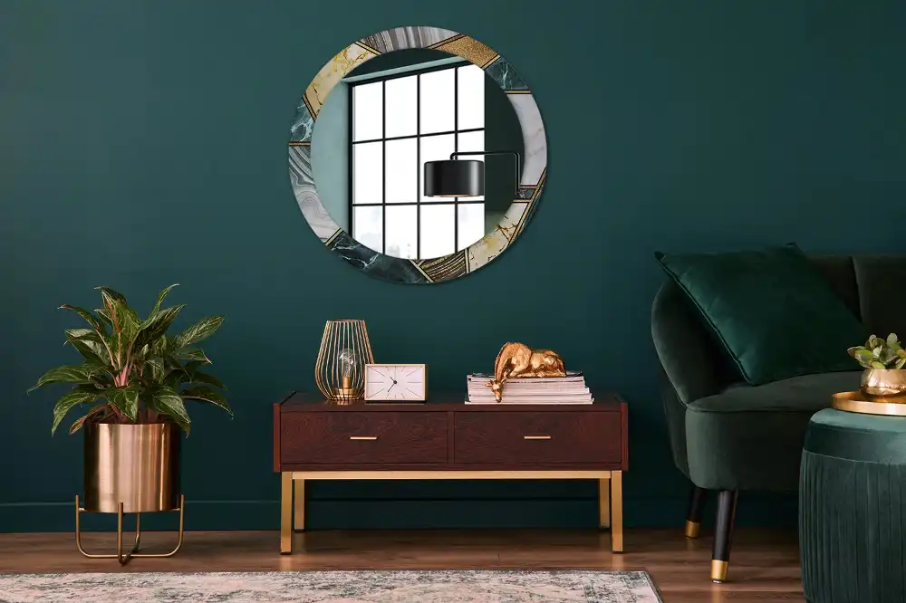 Okrúhle zrkadlo rám s potlačou Mramorový štýl