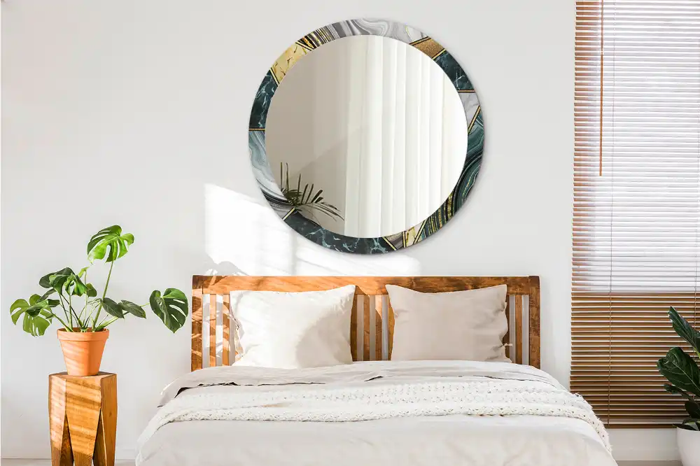 Okrúhle zrkadlo rám s potlačou Mramorový štýl