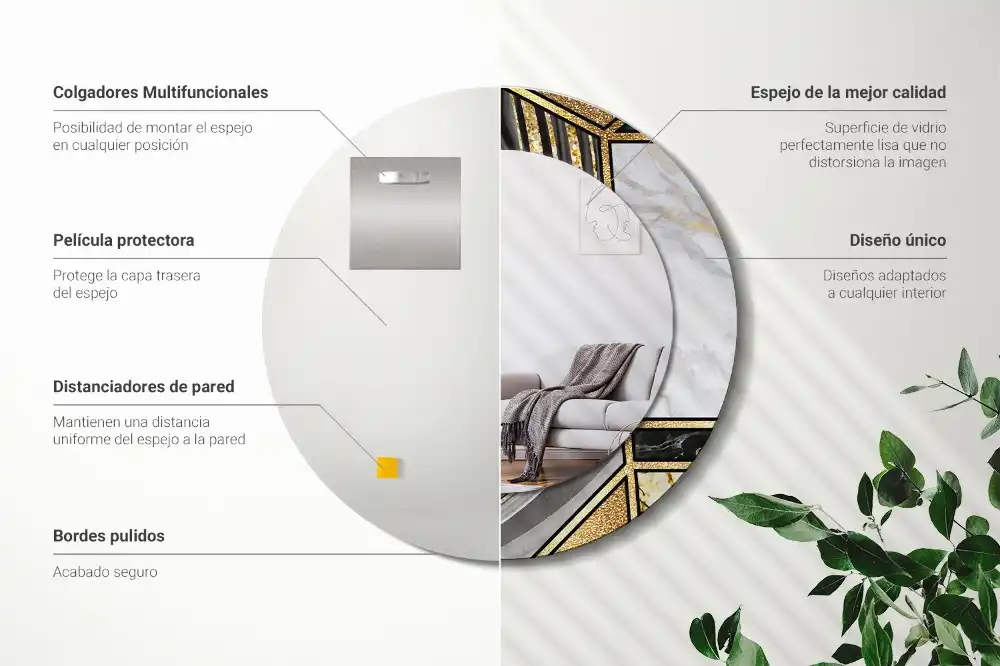 Okrúhle zrkadlo rám s potlačou Mramorový štýl