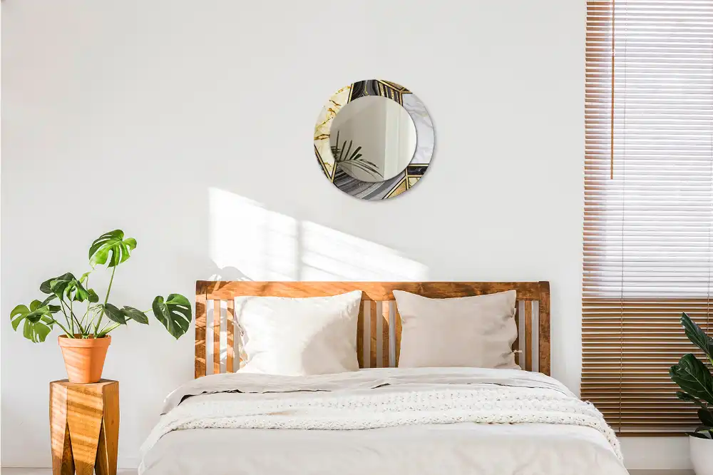 Okrúhle zrkadlo rám s potlačou Mramorový štýl