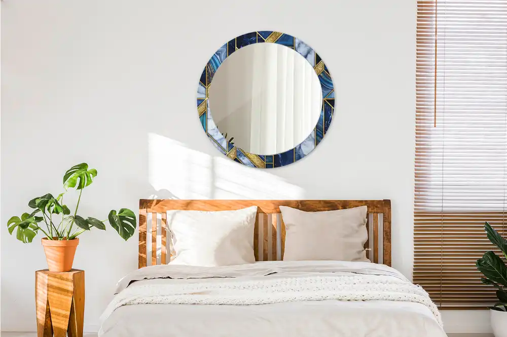 Okrúhle zrkadlo s potlačeným rámom Moderný mramor