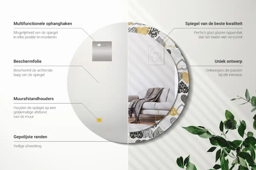 Okrúhle zrkadlo rám s potlačou Srdcový štýl čmáraníc