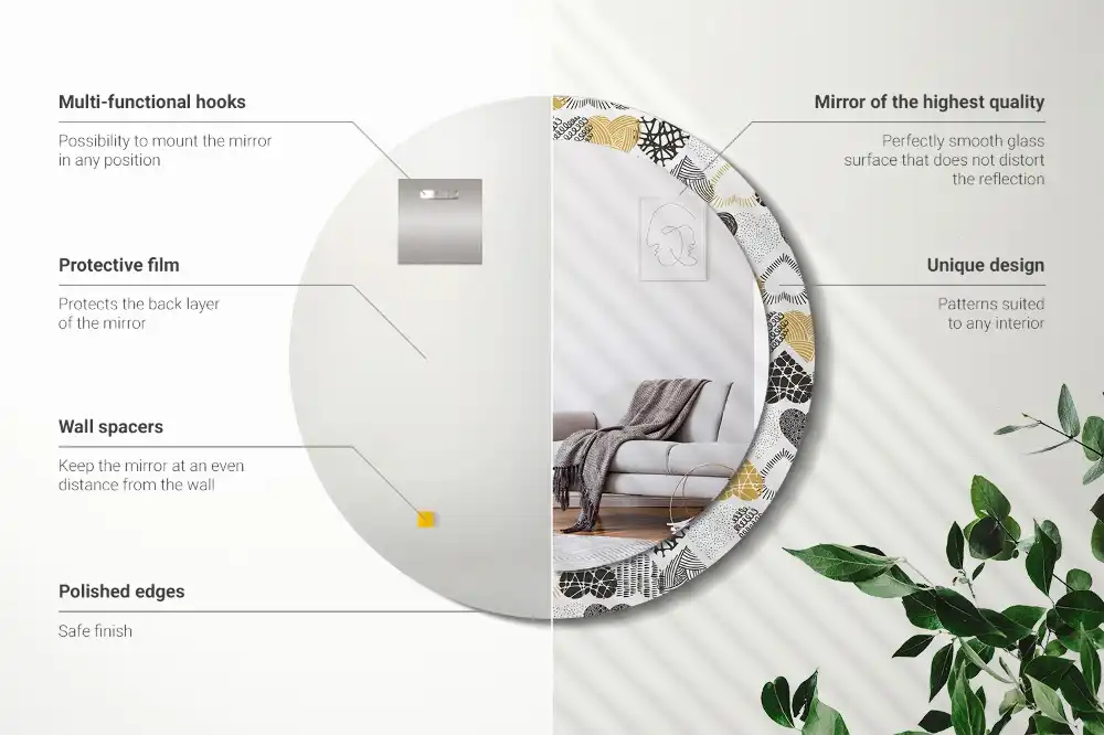 Okrúhle zrkadlo rám s potlačou Srdcový štýl čmáraníc