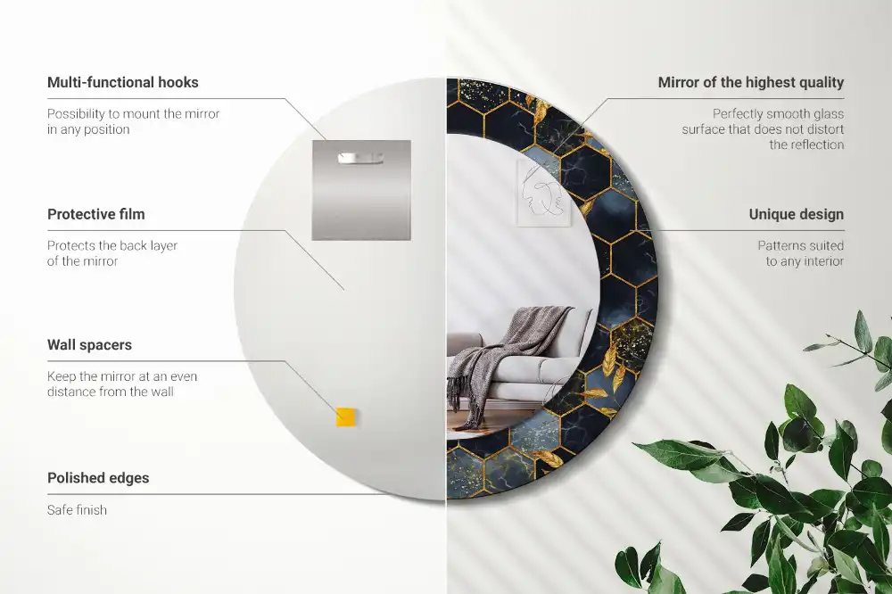 Okrúhle zrkadlo s potlačeným rámom Mramorový šesťuholník