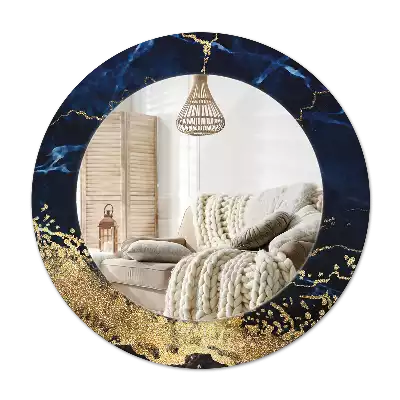 Okrúhle dekoračné zrkadlo na stenu Modrý mramor