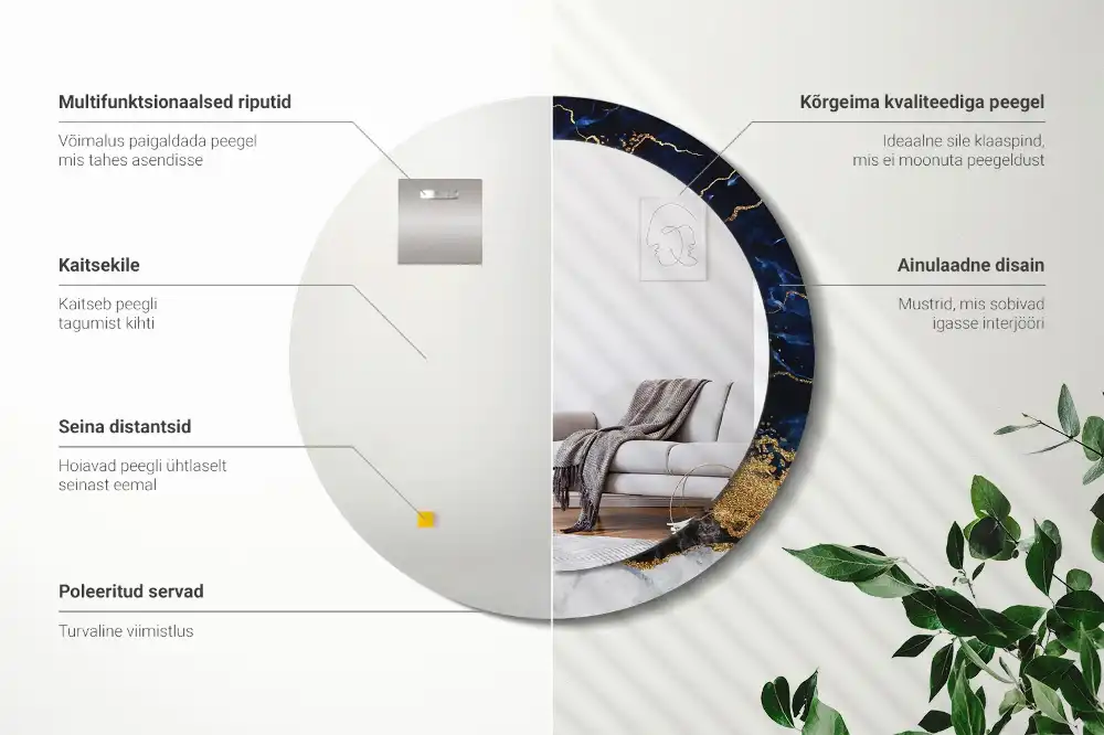 Okrúhle dekoračné zrkadlo na stenu Modrý mramor