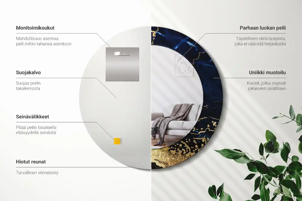 Okrúhle dekoračné zrkadlo na stenu Modrý mramor