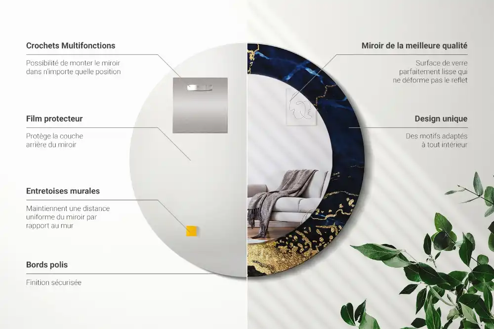 Okrúhle dekoračné zrkadlo na stenu Modrý mramor