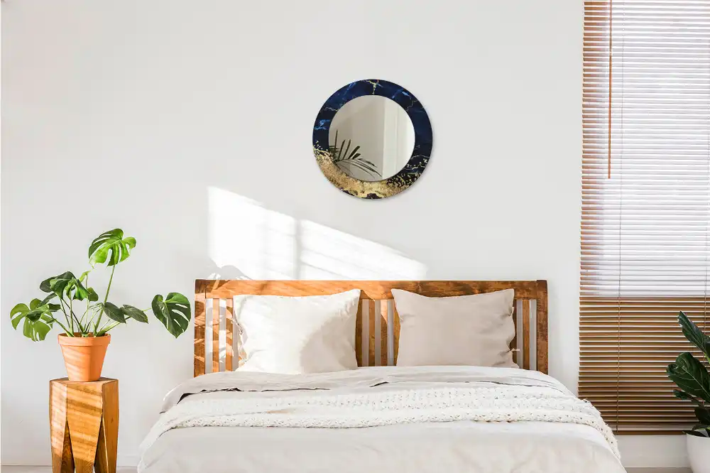 Okrúhle dekoračné zrkadlo na stenu Modrý mramor