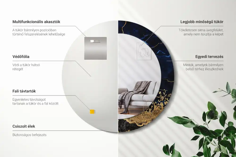 Okrúhle dekoračné zrkadlo na stenu Modrý mramor