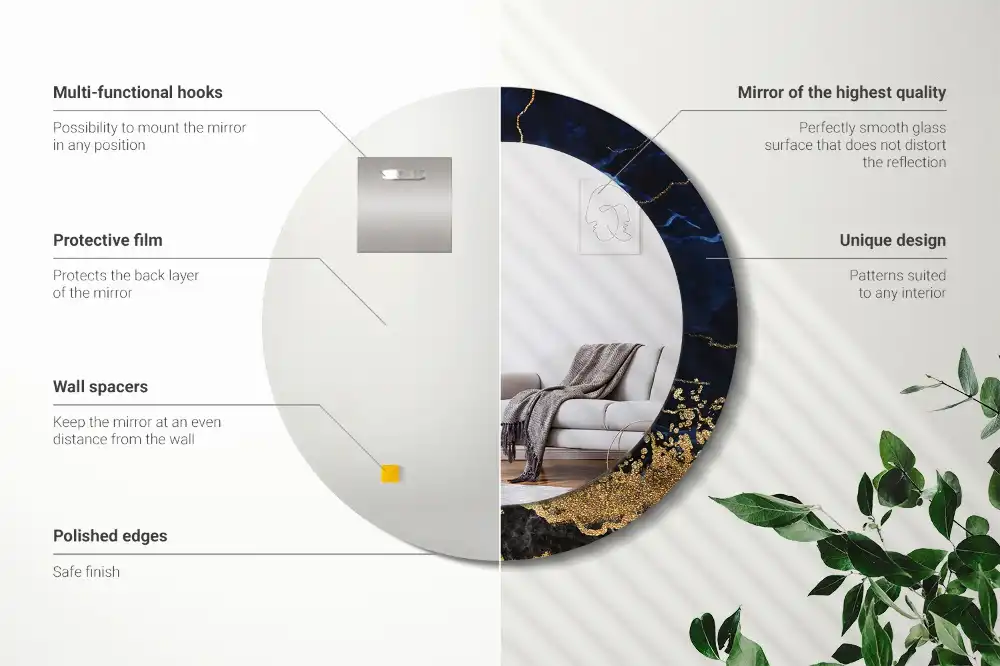 Okrúhle dekoračné zrkadlo na stenu Modrý mramor