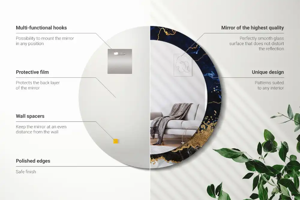 Okrúhle dekoračné zrkadlo na stenu Modrý mramor