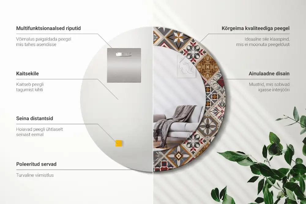 Okrúhle zrkadlo rám s potlačou Turecký vzor