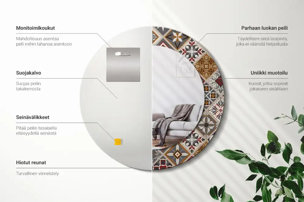 Okrúhle zrkadlo rám s potlačou Turecký vzor