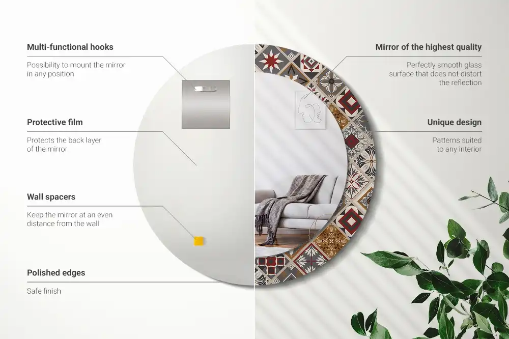 Okrúhle zrkadlo rám s potlačou Turecký vzor