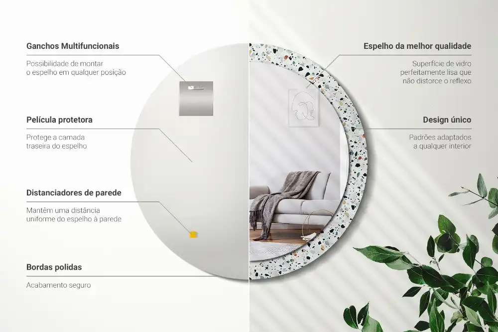 Okrúhle dekoračné zrkadlo na stenu Prírodný kameň