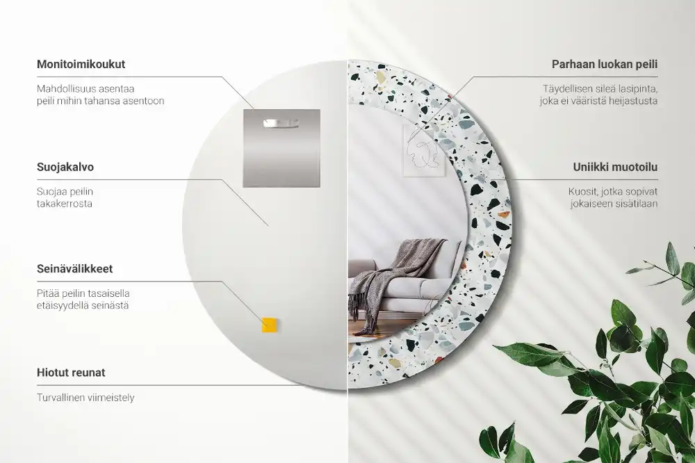 Okrúhle dekoračné zrkadlo na stenu Prírodný kameň