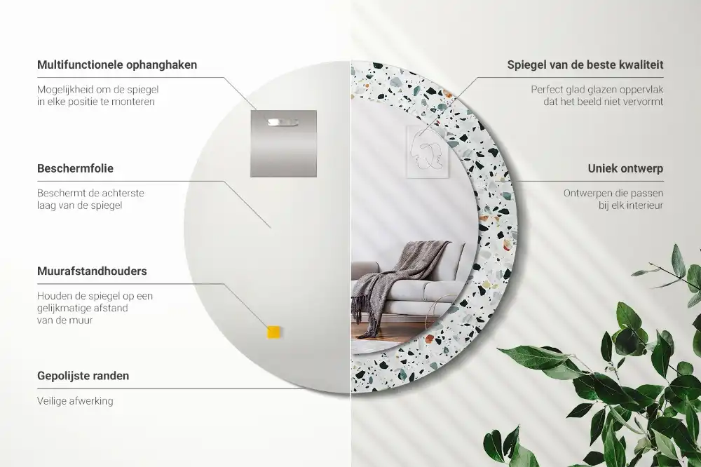 Okrúhle dekoračné zrkadlo na stenu Prírodný kameň