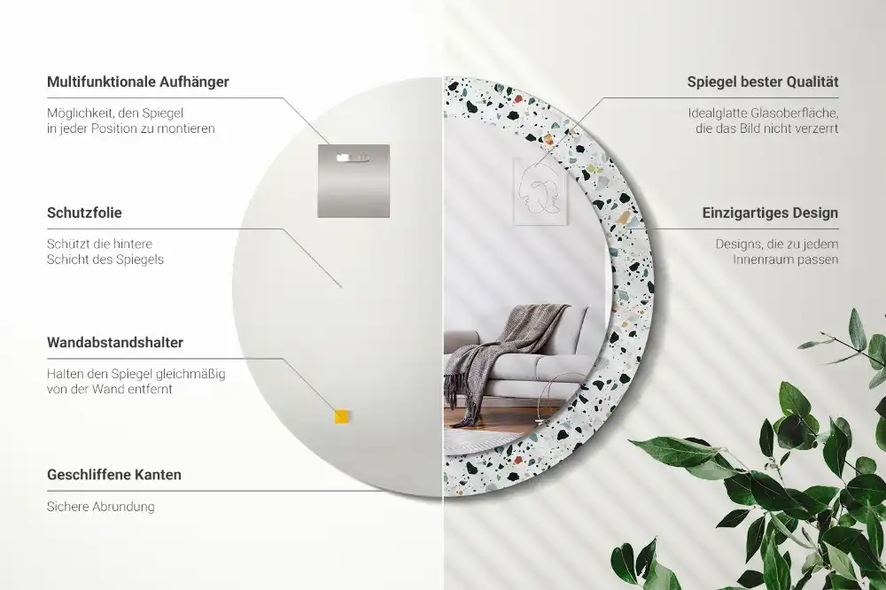 Okrúhle dekoračné zrkadlo na stenu Prírodný kameň