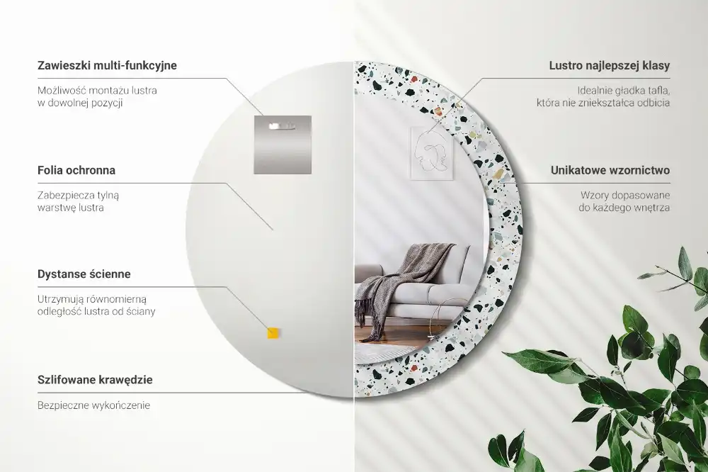 Okrúhle dekoračné zrkadlo na stenu Prírodný kameň