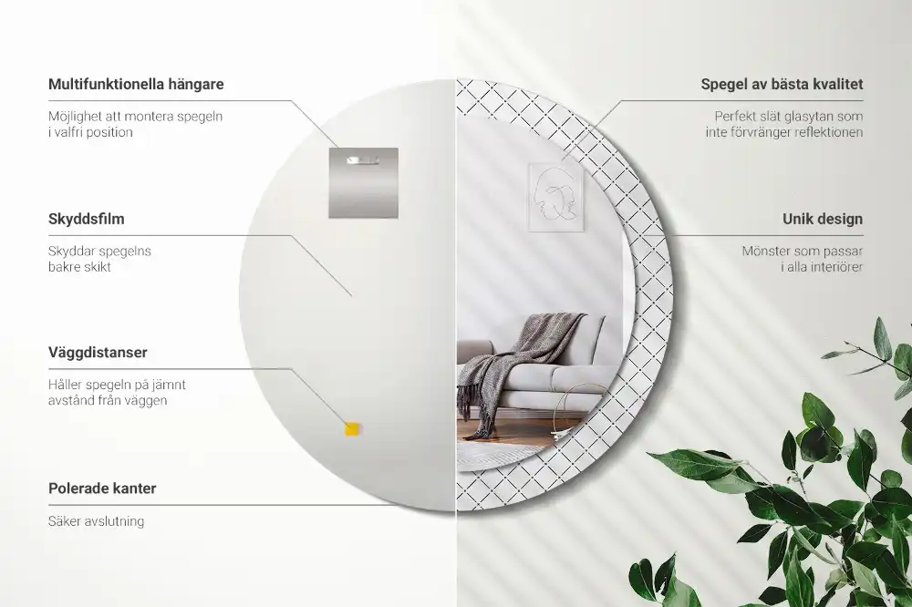 Okrúhle zrkadlo rám s potlačou Krížové čiary