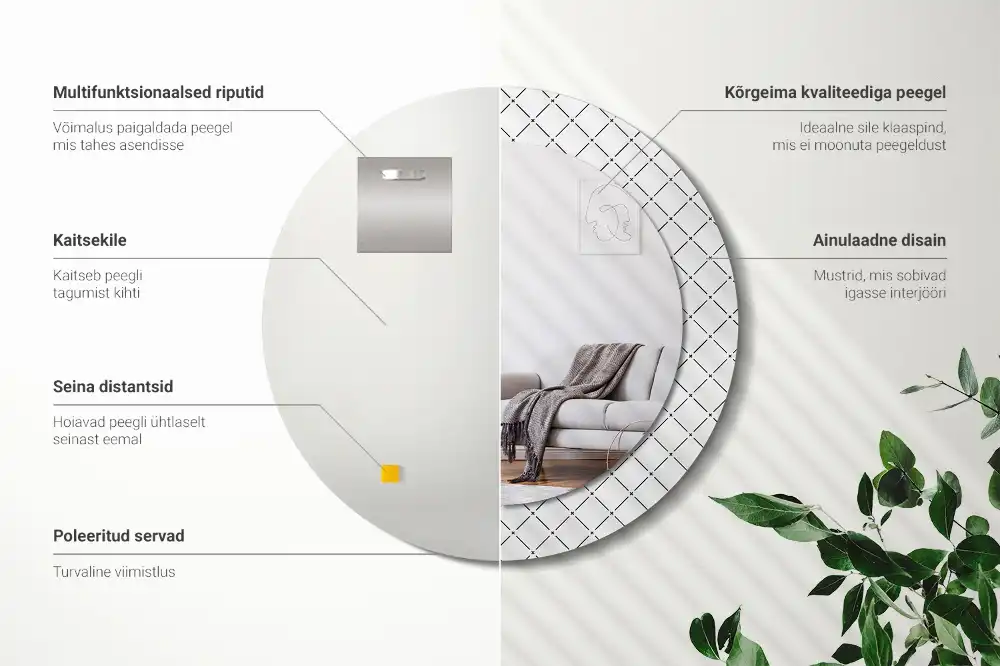 Okrúhle zrkadlo rám s potlačou Krížové čiary