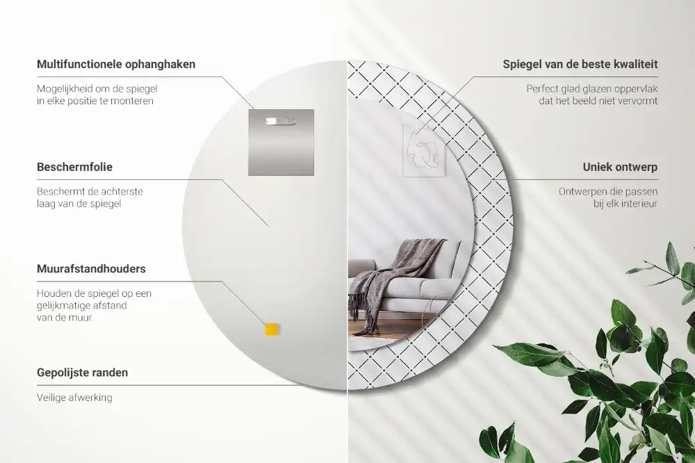 Okrúhle zrkadlo rám s potlačou Krížové čiary