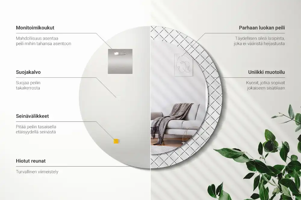 Okrúhle zrkadlo rám s potlačou Krížové čiary